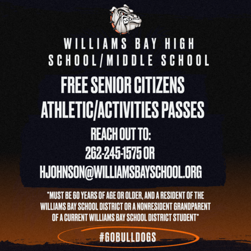Williams Bay School District Senior Citizen Activities Pass – Now Available for 2025-2026 School Year